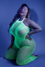 Load image into Gallery viewer, Moonbeam Crotchless Bodystocking - Queen - Neon Green

